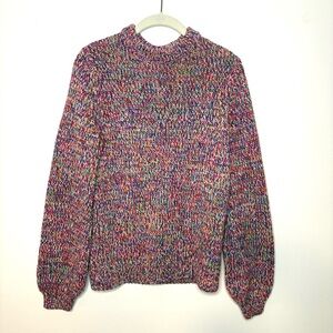 Gap Knit Multicolor Sweater Women’s XS Holiday 2019 Spill Sleeves Colorful